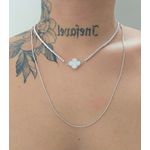 Colar Duplo Folheado a Prata 925 Trevo Branco 