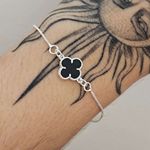 Pulseira Folheada A Prata 925 Trevo Preto 