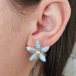 Brinco Orquídia Dourada Azul 
