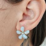 Brinco Margarida Dourada Azul 