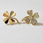 Brinco Com Zircônia Trevo Dourado 