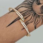 Bracelete Trançado Cravejado Em Zircônia Dourado 