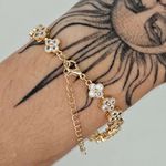 Pulseira Cravejada Em Zircônia Dourada tREVO 