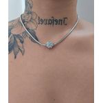 Colar Com Zircônia Cravejada Prata Trevo 