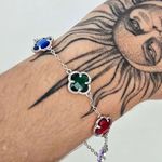 Pulseira Trevo Prata Colorido