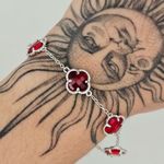 Pulseira Trevo Prata Vermelho 