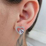 Brinco Com Zircônia Coração Prata 