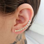 Brinco Ear Cuff Com Zircônia Dourado 