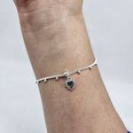 Pulseira Folheada A Prata 925 Com Zircônia Coração 