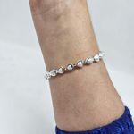 Pulseira Folheada A Prata 925 Coração Perolado 