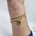Pulseira Dupla Folheada A Ouro 18K Nossa Senhora Aparecida 
