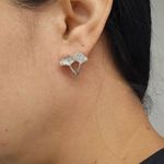 Brinco Com Zircônia Detalhado Prata 