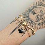 Pulseira Dupla Folheada A Ouro 18K Trevo Preto 