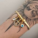Pulseira Folheada A Ouro 18K Laminada Com Pingentes 