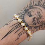 Pulseira Folheada A Ouro 18K Coração Perolado 