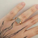 Anel Cravejado Em Zircônia Glamour Dourado 