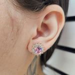 Brinco Com Zircônia Dourado Rosa 