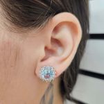 Brinco Com Zircônia Prata Azul 