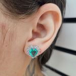 Brinco Com Zircônia Coração Prata Acqua 