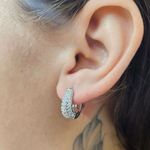 Mini Argola Com Zircônia Oval Prata 