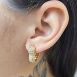 Mini Argola Com Zircônia Coração Dourado 