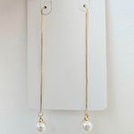 Brinco Longo Folheado a Ouro 18K Pérola 
