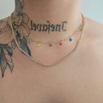 Colar Duplo Folheado a Ouro 18K Com Zircônia Colorida e Riviera 