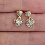 Brinco Com Zircônia Coração Dourado 