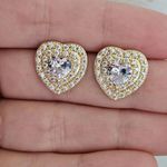 Brinco Com Zircônia Coração Dourado 