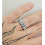 Anel Cravejado Em Zircônia Detalhado Prata 