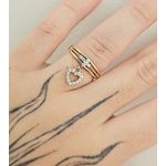 Anel Cravejado Em Zircônia Coração Dourado 