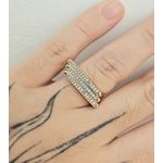 Anel Cravejado Em Zircônia Detalhado Dourado