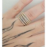 Anel Cravejado Em Zircônia Glamour Dourado 