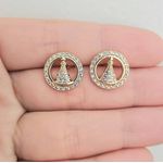 Brinco Com Zircônia Nossa Senhora Aparecida Dourada 