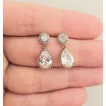 Brinco Com Zircônia Gota Dourada