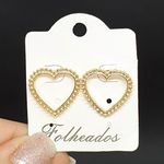 Brinco Folheado Coração Texturizado Dourado