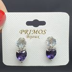 Brinco Coração Prata Roxo