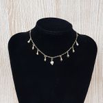 Colar Folheado Dourado Coração Perolado 