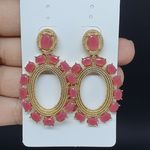 Brinco Dourado Rosa Escuro 