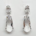Brinco Semi Joia Ródio Branco Cristal 