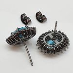 Brinco Semi Joia Ródio Negro Azul 