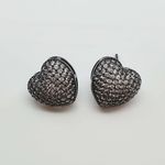 Brinco Semi Joia Ródio Negro Coração 
