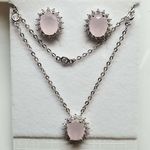 Conjunto Semi Joia Ródio Rosa 