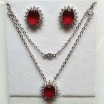 Conjunto Semi Joia Ródio Vermelho 