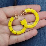 Argola Folheada Esmaltada Dourada Amarela 