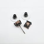 Brinco Semi Joia Ródio Negro Retângulo Rosê 