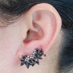Brinco Ear Cuff Semi Joia Ródio Negro Hematita 