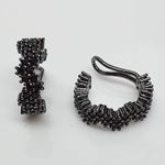 Par De Piercing Fake Semi Joia Rodio Negro Preto 