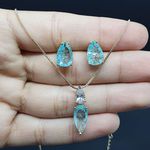 Conjunto Semi Joia Ouro Azul 