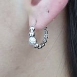 Argola Folheada Micro Zircônia Prata 